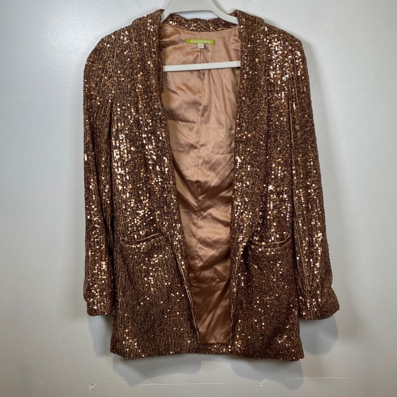 Gianni Bini‎ Sequin Blazer Jacket Party Sparkly Bronze XS - Picture 1 of 3